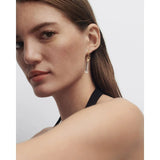 Pd Paola Orecchini Jupiter indossato su modella, mono orecchino oro con goccia cristallo di rocca PG01-328-U