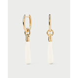 Pd Paola Orecchini Jupiter coppia vista frontale, cerchi oro placcato con gocce quarzo cristallo bianco PG01-328-U