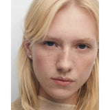 Pd Paola Orecchini La Perla Mini indossati, coppia di orecchini a bottone con perle bianche AR02-E61-U