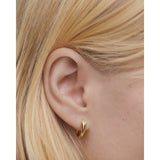 Pd Paola Orecchini Serena indossati, cerchio dorato con zircone bianco su orecchio, vista laterale AR01-E72-U