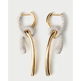 Pd Paola Orecchini Twist in argento placcato oro 18k con pavé di zirconi bianchi e motivo nodo intrecciato AR01-D32-U