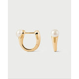 Pd Paola Orecchini Waves a cerchio in argento placcato oro 18k con perle d'acqua dolce bianche AR01-G55-U