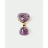 Pdpaola Anello Amethyst Gravity vista dall'alto con due ametiste cabochon viola naturale su montatura dorata AN01-D41-08