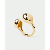 Pdpaola Anello Dolphin Capsule Gravity vista laterale con logo inciso, argento placcato oro 18kt AN01-D38-08