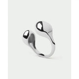 Pdpaola Anello Gravity Silver vista laterale con logo Pdpaola inciso, argento sterling rodiato AN02-D38-08