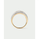 Pdpaola Anello Pavé Sense vista frontale profilo circolare con zirconi pavé su base in argento placcato oro AN01-D36-08