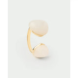 Pdpaola Anello Dolphin Capsule Quartz Gravity vista laterale, design aperto con quarzi bianchi e oro 18kt AN01-D40-08
