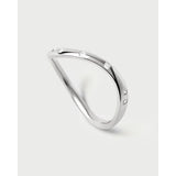 Pdpaola Anello Essentials 2026 Air Silver in argento rodiato con zirconi incastonati, design ondulato AN02-E59-08