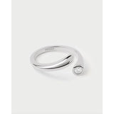 Pdpaola Anello Caramelle Silver vista laterale con incisione brand interno e zircone cubico in argento rodiato AN02-D69-08