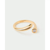 Pdpaola Anello Caramelle vista laterale con incisione logo interno, argento placcato oro 18kt e zircone AN01-D69-08