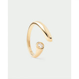 Pdpaola Anello Essentials 2026 Caramelle in argento placcato oro 18kt con zircone cubico, design aperto AN01-D69-08