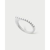 Pdpaola Anello Essentials 2026 Gloss Silver vista frontale con zirconi incastonati su banda argento rodiato AN02-E90-08
