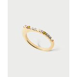 Pdpaola Anello Essentials 2026 Multicolor Oda prospettiva superiore con zirconi multicolore e logo inciso AN01-E89-08