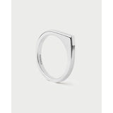 Pdpaola Anello Essentials 2026 Oda Silver in argento rodiato con design geometrico piatto e finitura lucida AN02-E91-08
