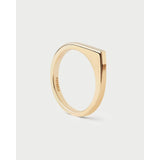 Pdpaola Anello Essentials 2026 Oda in argento placcato oro 18kt con design geometrico piatto e logo inciso AN01-E91-08