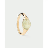 Pdpaola Anello Essentials 2026 Prehnite Bay in argento placcato oro 18kt con prehnite cabochon verde chiaro AN01-D93-08