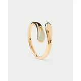Pdpaola Anello Essentials 2026 Prehnite Kalia in argento placcato oro 18kt con prehnite a goccia AN01-D96-08
