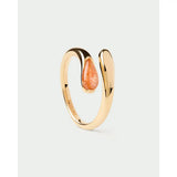 Pdpaola Anello Essentials 2026 Sunstone Kalia in argento placcato oro 18kt con pietra del sole a goccia AN01-D98-08