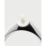 Pdpaola Anello La Perla Maris Silver dettaglio macro perla d'acqua dolce e montatura argento rodiato AN02-F02-18