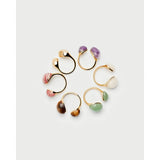 Pdpaola collezione Spring Gravity anelli in argento dorato con pietre naturali rodocrosite ametista avventurina AN01-E99-08