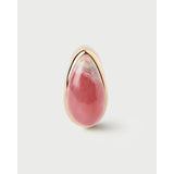 Pdpaola Anello Spring Rhodochrosite Luna Stamp vista frontale pietra rodocrosite rosa a goccia cabochon AN01-E88-08