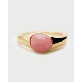 Pdpaola Anello Spring Rhodochrosite Orion vista frontale con cabochon rodonite rosa e montatura oro AN01-F01-08