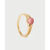 Pdpaola Anello Spring Rhodochrosite Orion in argento placcato oro con rodonite rosa cabochon AN01-F01-08