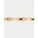 Pdpaola Bracciale Caramelle macro dettaglio zirconi cubici incastonati a castone su maglie dorate lucide PU01-932-S