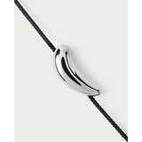 Pdpaola Bracciale Orbit Silver Cord dettaglio ravvicinato elemento sculturale in argento rodiato lucido PU02-937-U