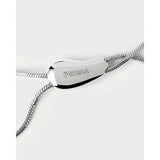 Pdpaola Bracciale Rodeo Silver Slider dettaglio elemento centrale con incisione logo Pdpaola in argento lucido PU02-987-U