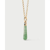 Pdpaola Ciondolo Icons Green Aventurine Large Drop dettaglio catena dorata e pietra avventurina verde a goccia CO01-786-U