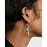 Pdpaola Ciondolo Icons Labradorite Drop indossato su orecchino a cerchio con charm multipli in pietre naturali CO01-793-U