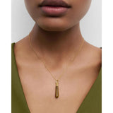 Pdpaola Ciondolo Icons Occhio di Tigre Large Drop indossato su collana oro con pendente quarzo occhio di tigre PE01-144-U