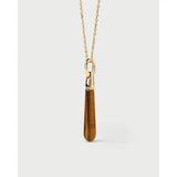 Pdpaola Ciondolo Icons Occhio di Tigre Large Drop dettaglio pendente quarzo occhio di tigre su catena placcata oro 18kt PE01-144-U