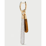 Pdpaola Icons Occhio di Tigre Large Drop dettaglio charm pavé zirconi e pendente quarzo occhio di tigre argento dorato PE01-144-U