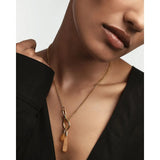 Pdpaola Icons Yellow Aventurine Drop vista indossata su collana con doppio ciondolo avventurina gialla CO01-792-U