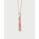Pdpaola Ciondolo Spring Rhodochrosite Large Drop su catena dorata, pietra rodocrosite rosa a goccia PE01-139-U