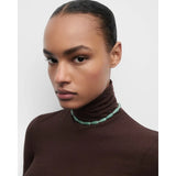 Pdpaola Collana Minerals Green Aventurine Drop indossata come choker, perle di avventurina verde vista frontale CO01-B36-S