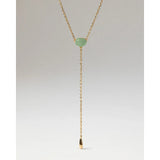 Pdpaola Collana Minerals Stella in oro 18K con avventurina verde chiaro naturale, design Y-chain contemporaneo COB1-C77-U