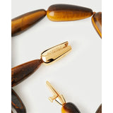 Pdpaola Collana Minerals Occhio di Tigre Drop dettaglio chiusura in argento placcato oro 18kt con incisione logo S925 CO01-B32-S