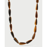 Pdpaola Collana Minerals Occhio di Tigre Drop con perle a goccia in occhio di tigre marrone e oro, vista frontale CO01-B32-S