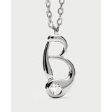 Pdpaola Collana Initials B Initial Silver dettaglio pendente lettera B argento rodiato con zircone cubico CO02-B75-U