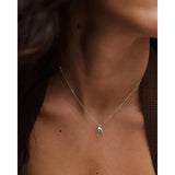 Pdpaola Collana Signature Essential Initials D Initial Silver vista indossata pendente lettera D argento con zircone CO02-B77-U