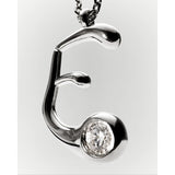 Pdpaola Collana Signature Essential Initials E Initial Silver macro dettaglio pendente lettera E e zircone cubico CO02-B78-U