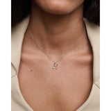 Pdpaola Collana Signature Essential Initials H Initial Silver indossata, pendente lettera H in argento rodiato con zircone CO02-B81-U