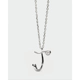 Pdpaola Collana Signature Essential Initials J Initial Silver pendente lettera J in argento rodiato con zircone CO02-B83-U