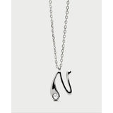 Pdpaola Collana Signature Essential Initials N Initial Silver pendente lettera N con zircone in argento rodiato CO02-B87-U