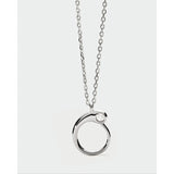 Pdpaola Collana Signature Essential Initials O Initial Silver pendente circolare con zircone in argento rodiato CO02-B88-U