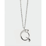 Pdpaola Collana Signature Essential Initials Q Initial Silver pendente lettera Q con zircone in argento rodiato CO02-B90-U
