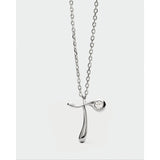 Pdpaola Collana Signature Essential Initials T Initial Silver pendente lettera T in argento rodiato con zircone CO02-B93-U